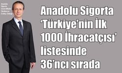 Anadolu Sigorta, ‘Türkiye’nin İlk 1000 İhracatçısı’ listesinde 36’ncı sırada