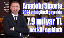 Anadolu Sigorta’nın 2024 üçüncü çeyrek kârı: 7.9 milyar TL