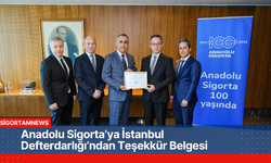 Anadolu Sigorta’ya Teşekkür Belgesi