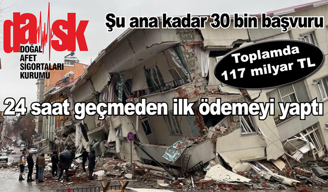 DASK 24 saat geçmeden ilk ödemeyi yaptı