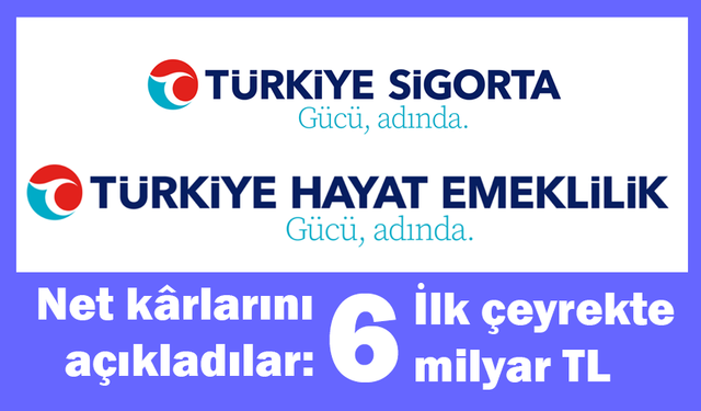 Türkiye Sigorta ve Türkiye Hayat’ın ilk çeyrek kârı