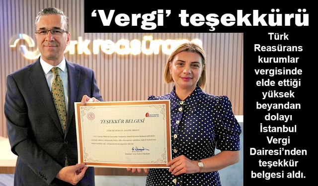 Türk Reasürans’a vergi teşekkürü