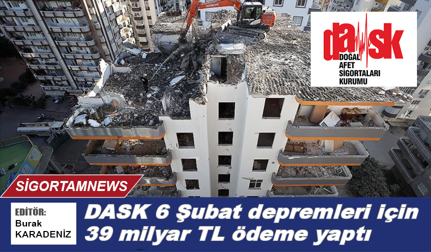 DASK 6 Şubat depremleri için 39 milyar TL ödeme yaptı