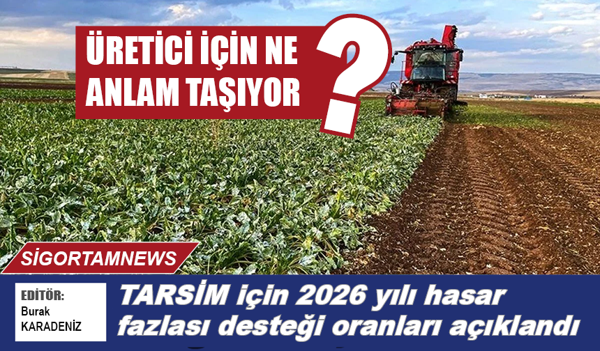 TARSİM için 2026 yılı hasar fazlası desteği oranları açıklandı